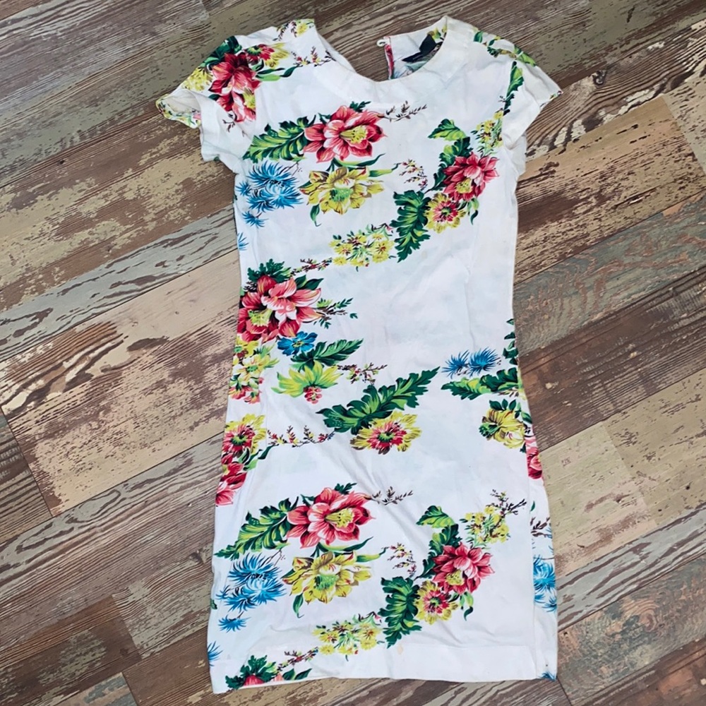 White short dress with colorful flowers